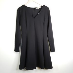 LOFT Fit & Flare Black Long Sleeve Dress 8